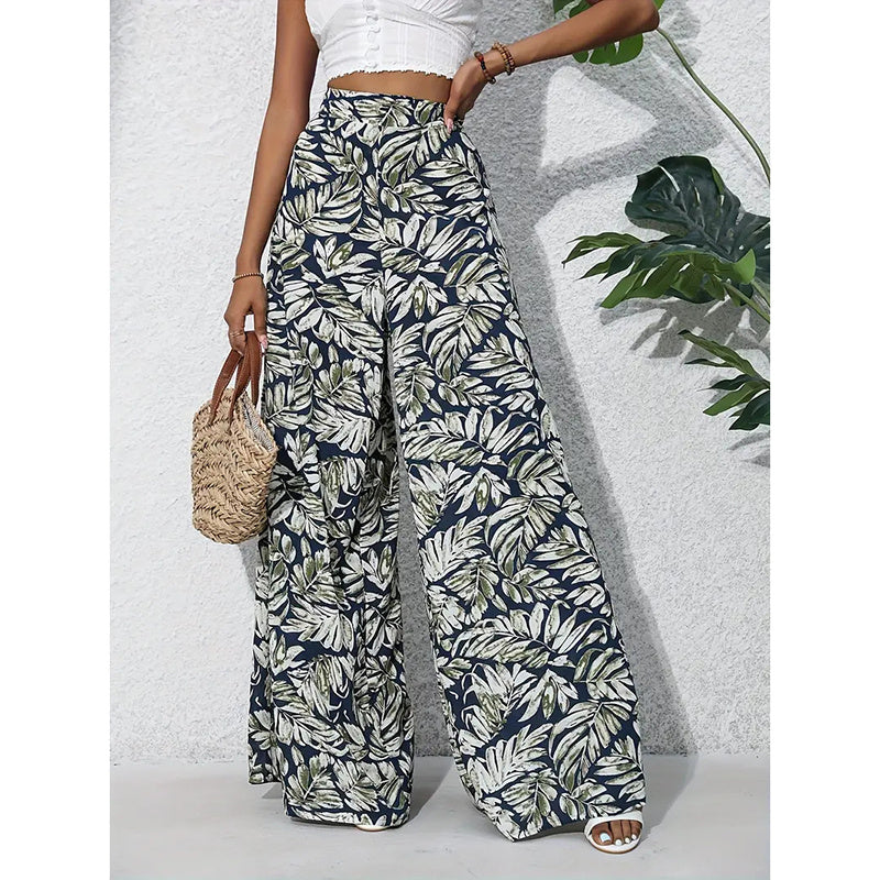 Palazzo Pants For Women Casual High Waist Printed Wide Leg Pant Trendy Boho Trousers Fashion Beach Outfits CJ US
