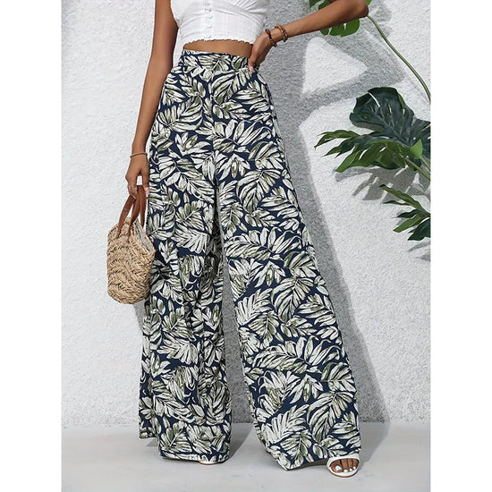 Women’s Printed High‑Waist Wide‑Leg Palazzo Pants CJ US