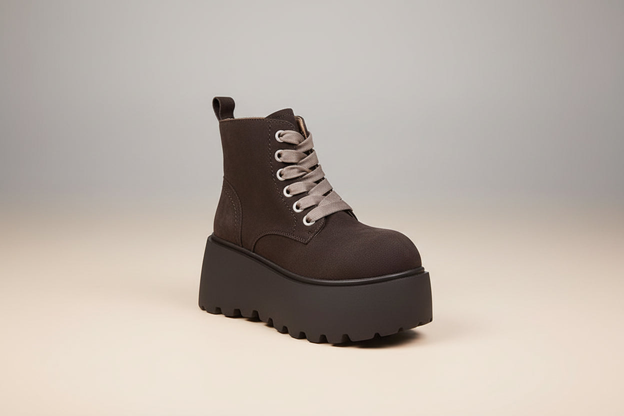 Stylish Chunky-soled Vintage Lace-up Versatile Boots For Women 