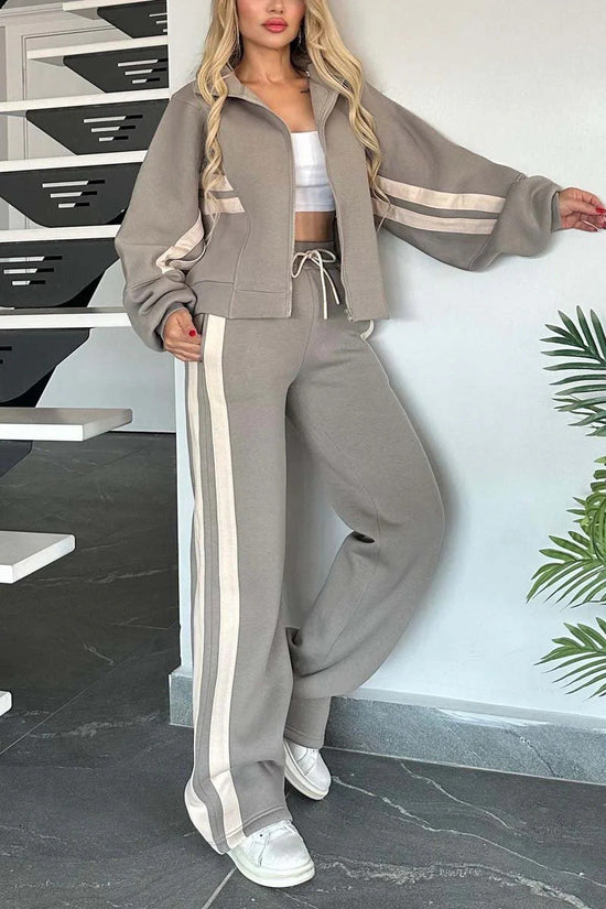Women’s Y2K Striped Zip-Top Jacket – Retro Track Sports Suit CJ US