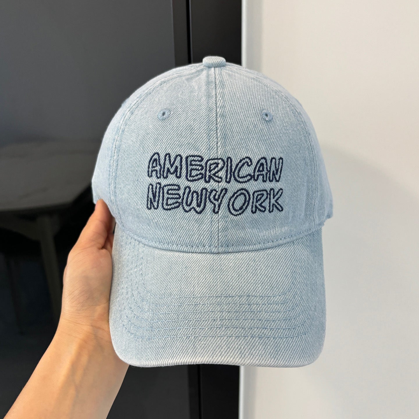 American Retro Washed Denim Peaked Cap Female Korean Style CJ