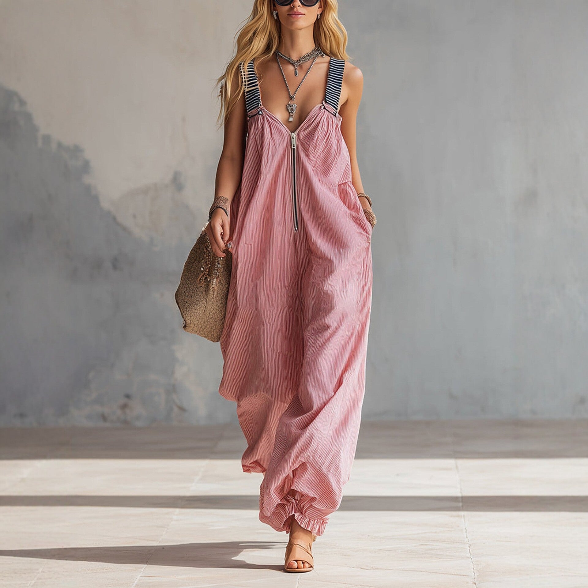 Long-sleeve Waist-cinching Figure-flattering Flared Pants 