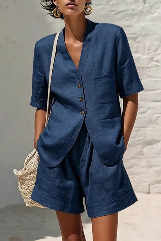 Loose-fitting Cotton And Linen Two-piece Set 