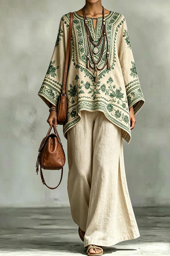 Women's Fashionable Loose-Fit Printed Long-Sleeve Set 