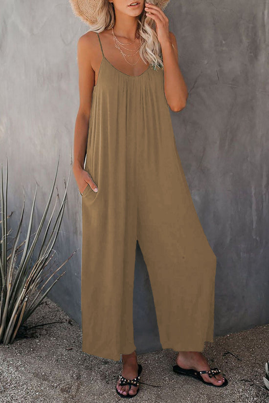 Women’s Pleated Chest Cross-Strap Jumpsuit 