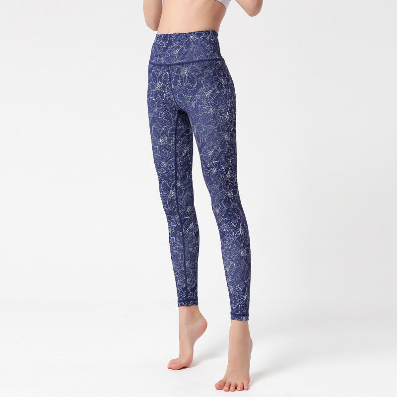 💜 Marble Print High-Waist Yoga Leggings – Sculpted Fit in Bold Purple FitiqueFit