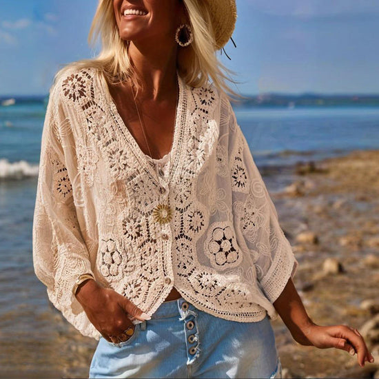 Boho Lace V-Neck Cardigan CJ US
