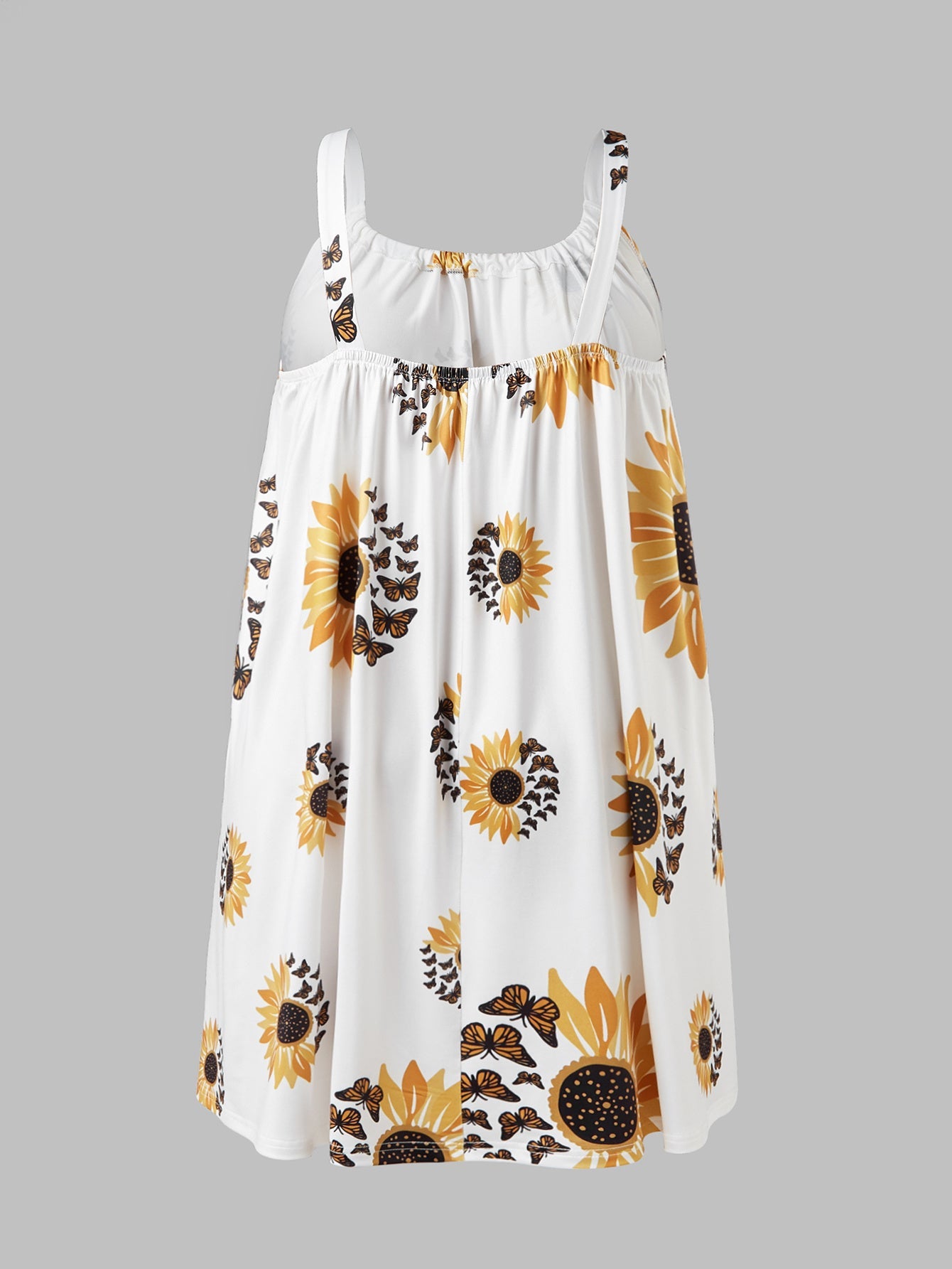 🌻 Plus Size Sunflower Print Sleeveless Wrap Dress FitiqueFit