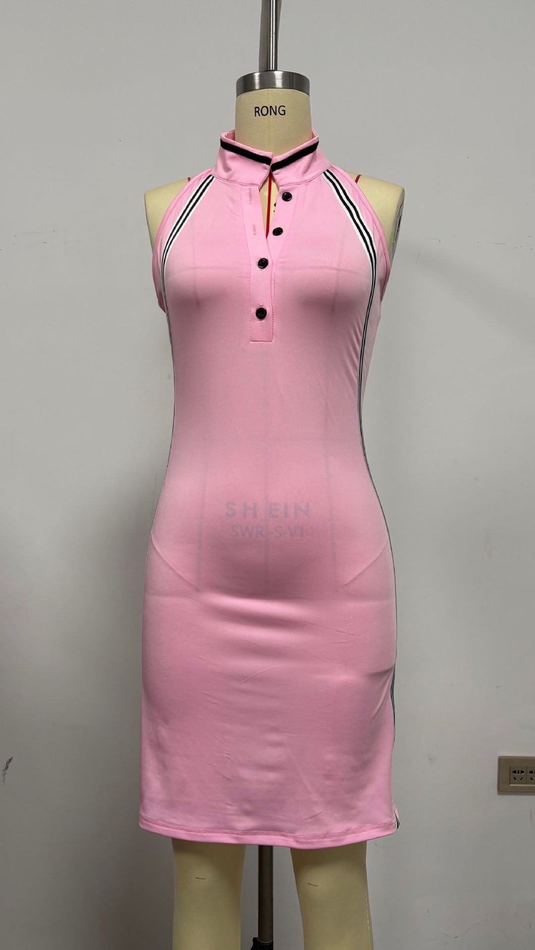 Women’s Sleeveless Button-Up Collar Shirt Dress 
