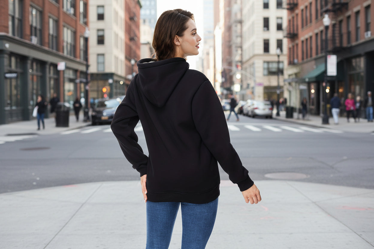 Winter New Arrival - Fashion Solid Color Velvet Hoodie - Warm Autumn And Winter Top - Hoodie With Adjustable Drawstring And Kangaroo Pocket, Comfortable Women's Sweatshirt 