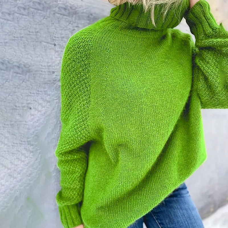 Loose Fit Mock Turtleneck Sweater For Women, 2025 Fall Trendy Long Sleeve Knit Pullover Tops CJ US