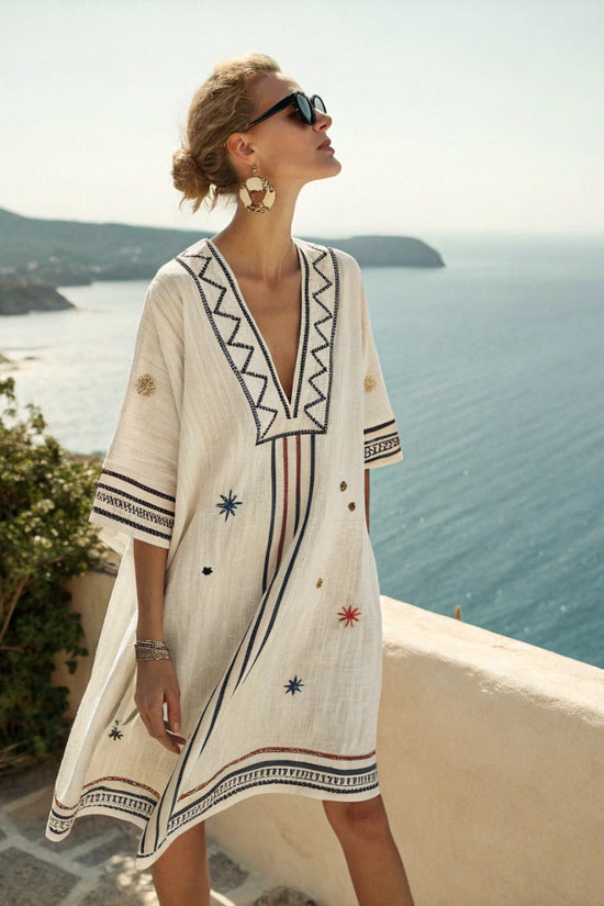 Beach Vacation Beach Dress Printed Loose Midi Dress 