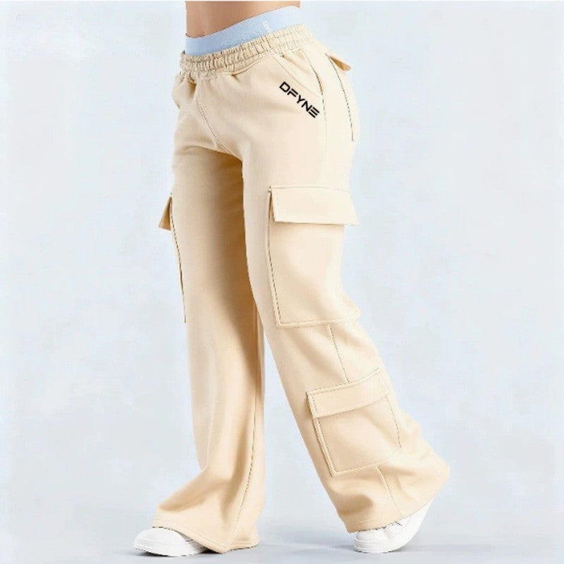 Fashionable Solid-Colored Casual All-Match Pants With Pockets 