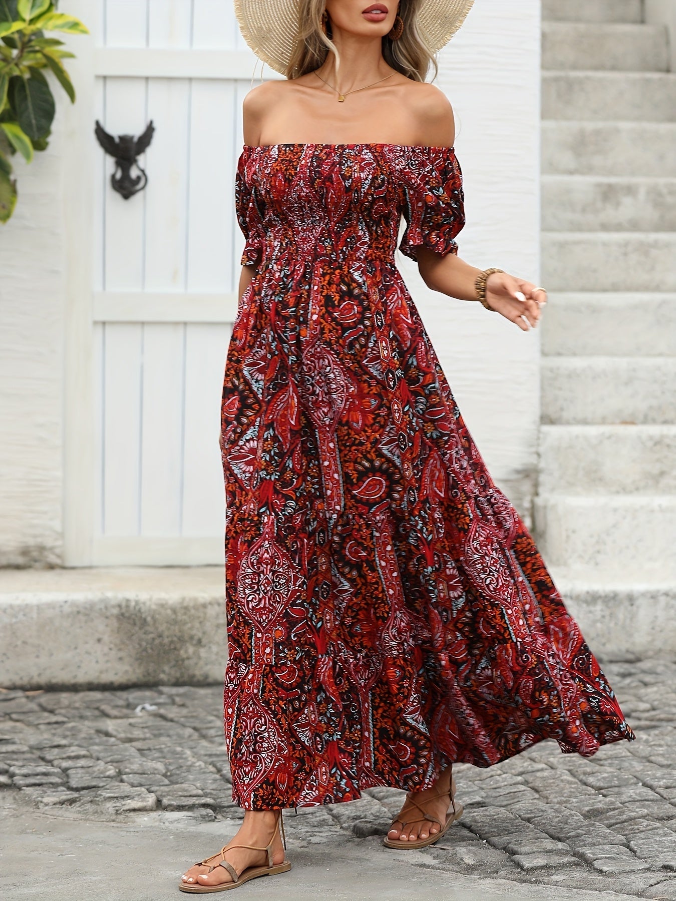 Women’s Paisley One‑Shoulder Maxi Dress Diversi Fashion™