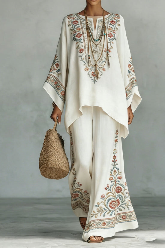 Women's Fashionable Printed Crew-Neck Casual Long-Sleeve Set 