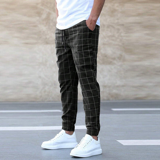 🧵 Men's Fashion Plaid Print Drawstring Trousers FitiqueFit