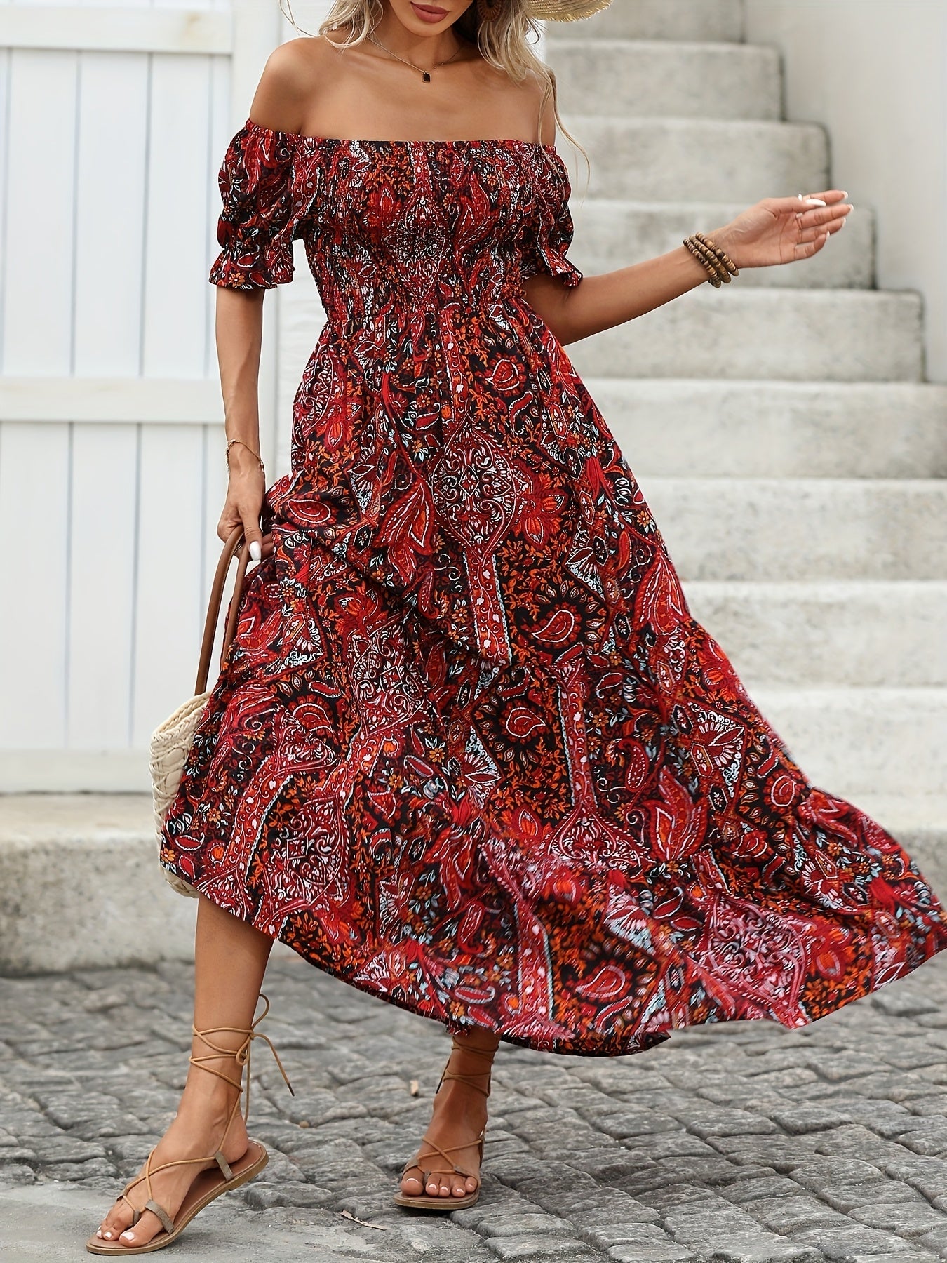 Women’s Paisley One‑Shoulder Maxi Dress Diversi Fashion™