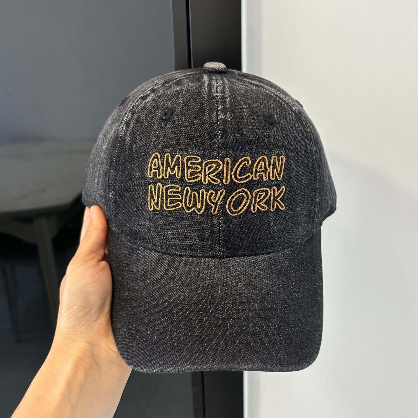 American Retro Washed Denim Peaked Cap Female Korean Style CJ