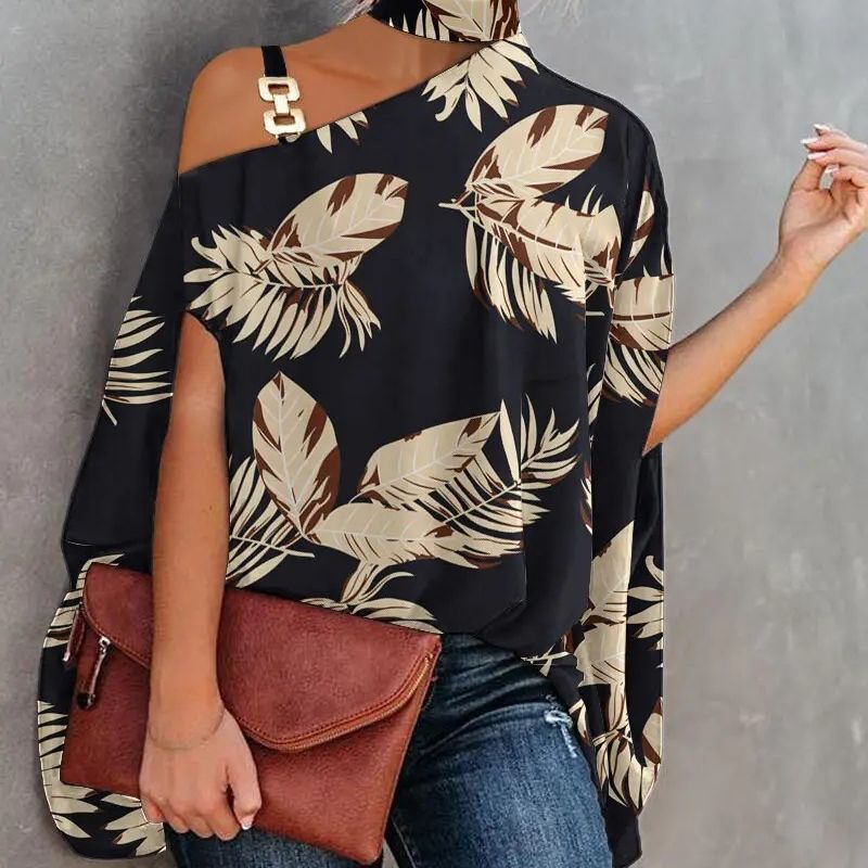 Women’s V-Neck Printed Off-Shoulder Vest Top 