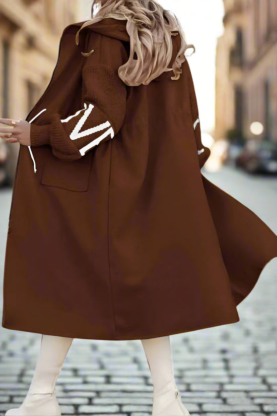 Women's Long Sleeve Letter Print Hooded Coat With Pockets - Zip Front Long Windbreaker For Spring&Fall CJ US