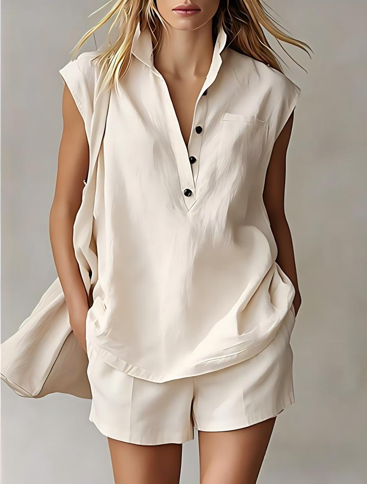 Women's Casual Sleeveless Short Set 