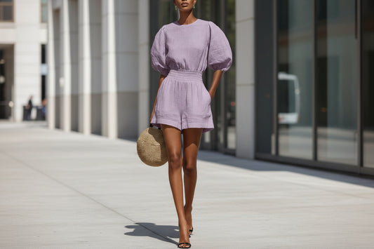 Women's Puff-Sleeve Casual Fashionable Comfortable Set 