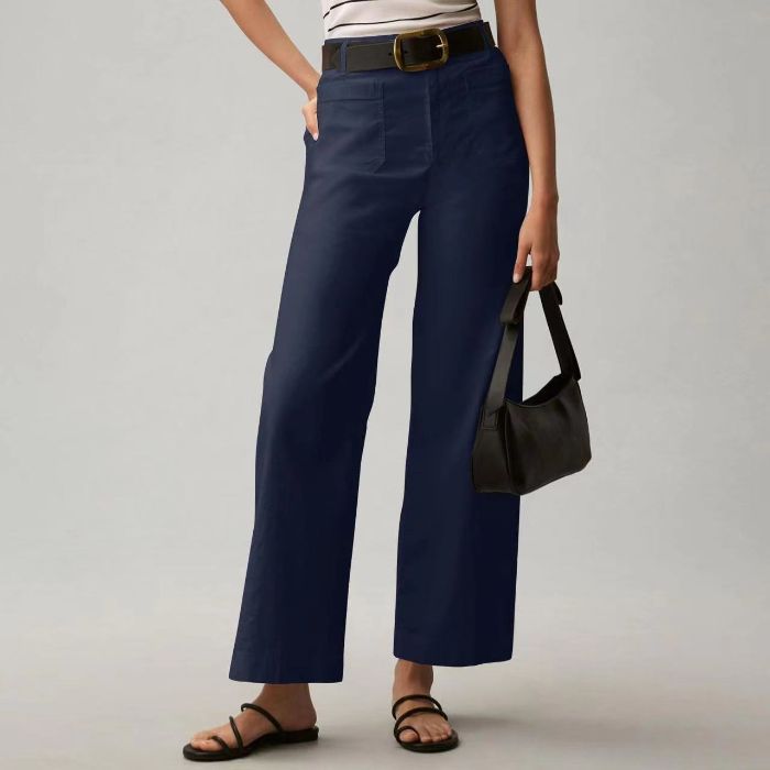 Plus-size High-waisted Slimming Solid-color Suit Pants 