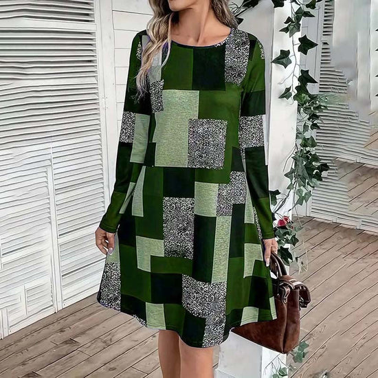 Women's Round Neck Long Sleeve Dress CJ US