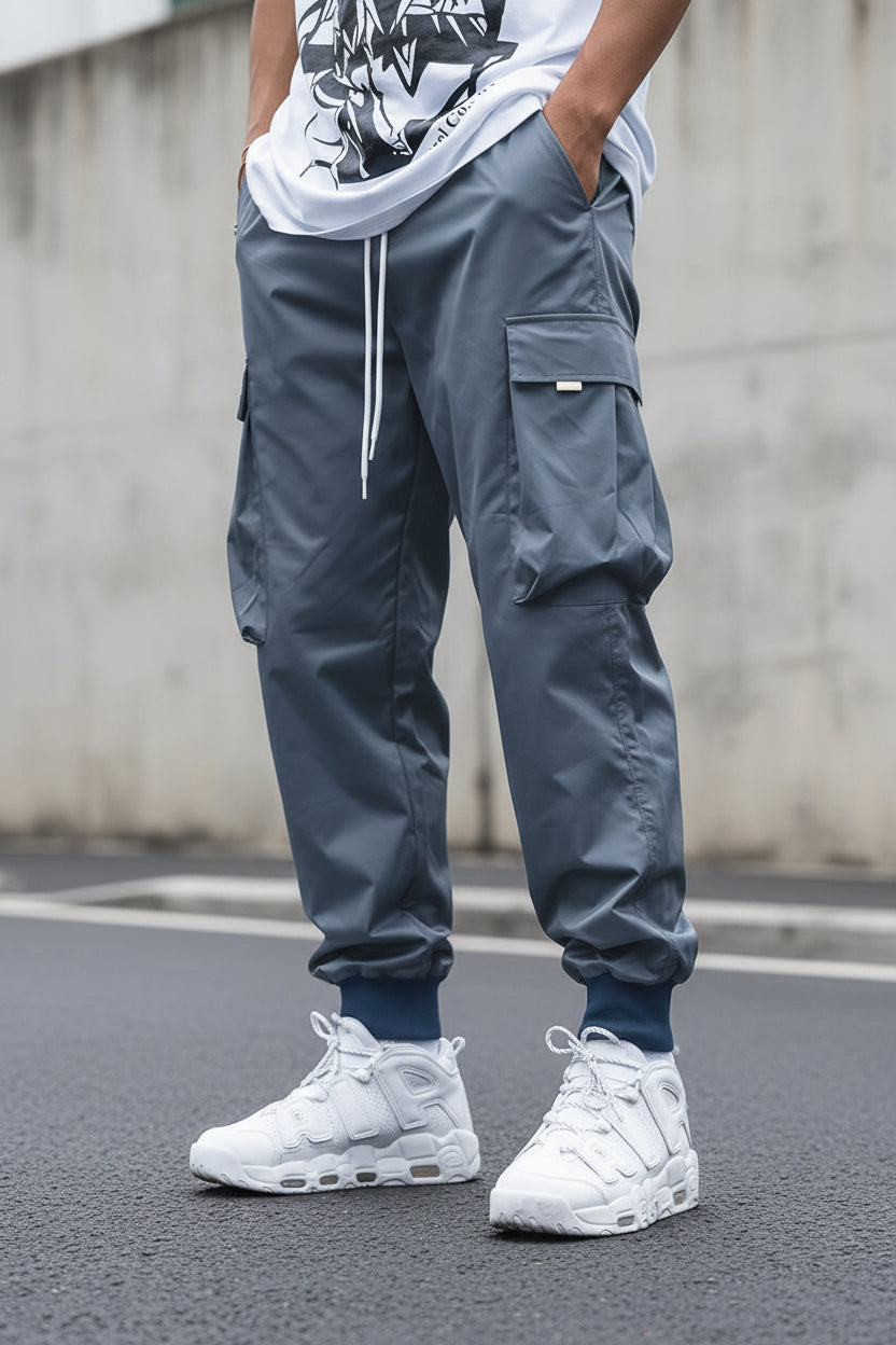Men’s Multi‑Pocket Drawstring Cargo Pants CJ US