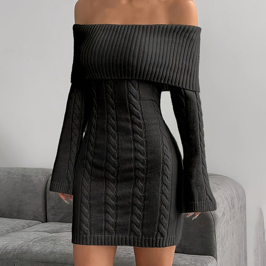 Women's Off Shoulder Bodycon Dress, Long Sleeve Mini Club Dress, Elegant Party Fitted Short Dresses CJ US