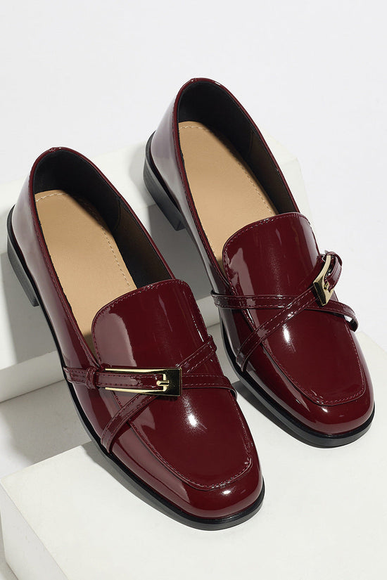 Casual All-Match Patent Leather Square Toe Leather Shoes CJ