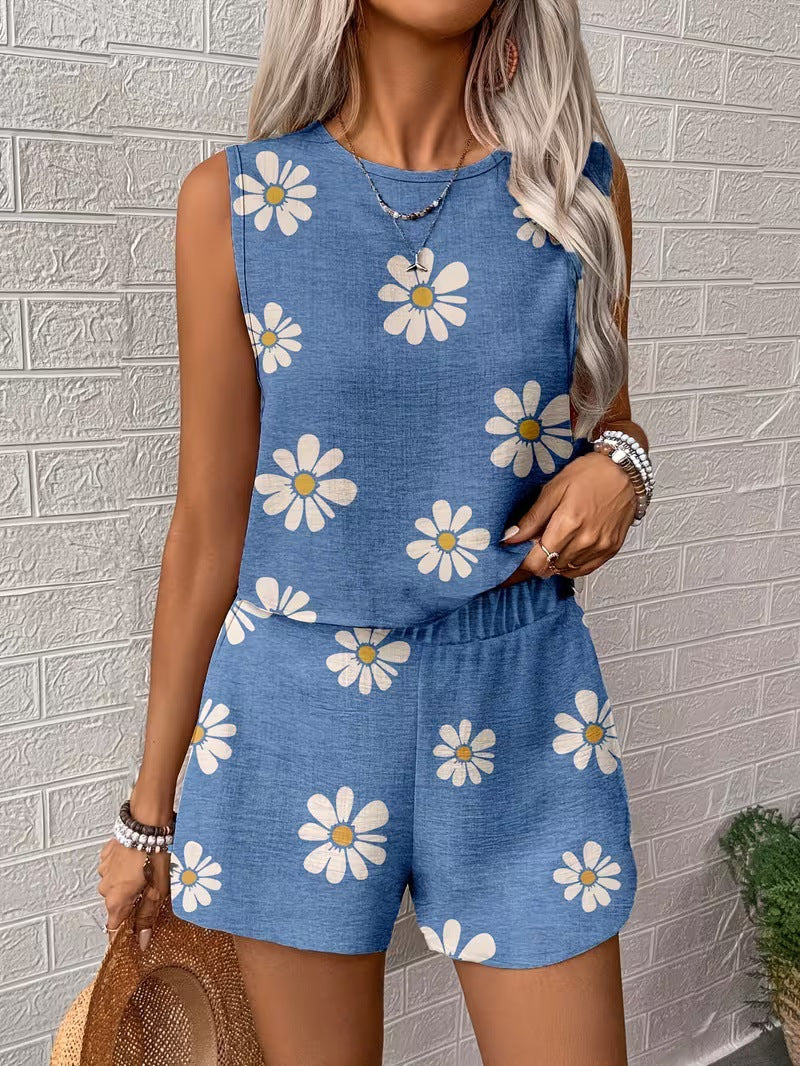 Womens Tank Top And Shorts Two-piece Set 
