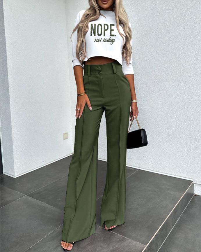 Women's Elegant Solid Color Half Sleeve Short Top 