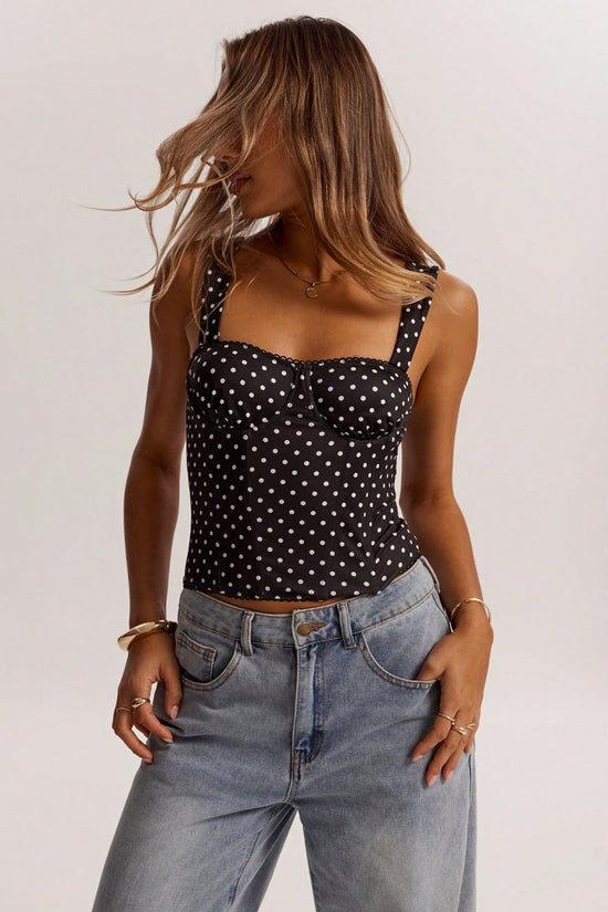 Polka-dot Printed Underwire Camisole For Parties And Dates 