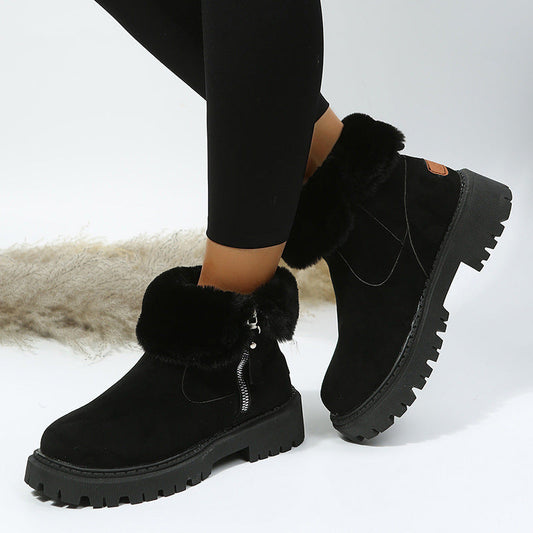 Women’s Plush Snow Boots – Warm Waterproof Winter Boots (Plus Size) 