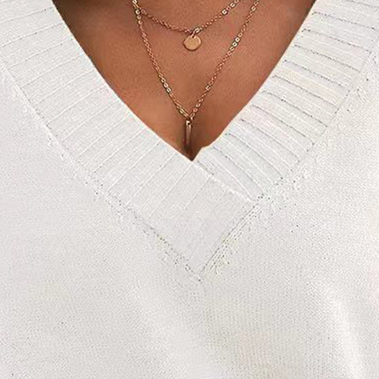 Womens Sweaters Casual Drop Shoulder Long Sleeve V Neck Pullover Tops Trendy Fall Fashion Clothes CJ US