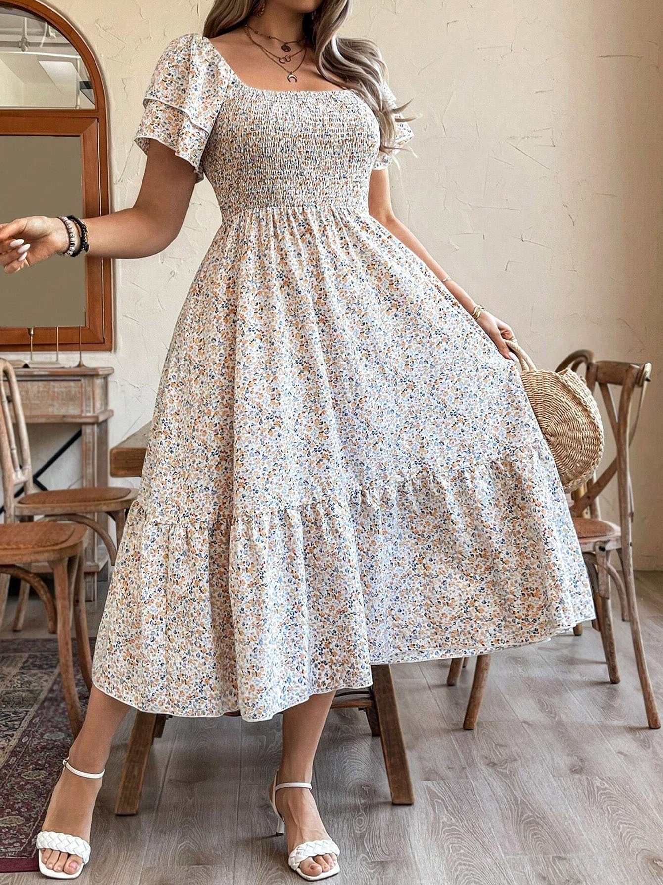 Plus Size Backless Midi Dress – Elegant Pleated Summer Party Dress CJ US