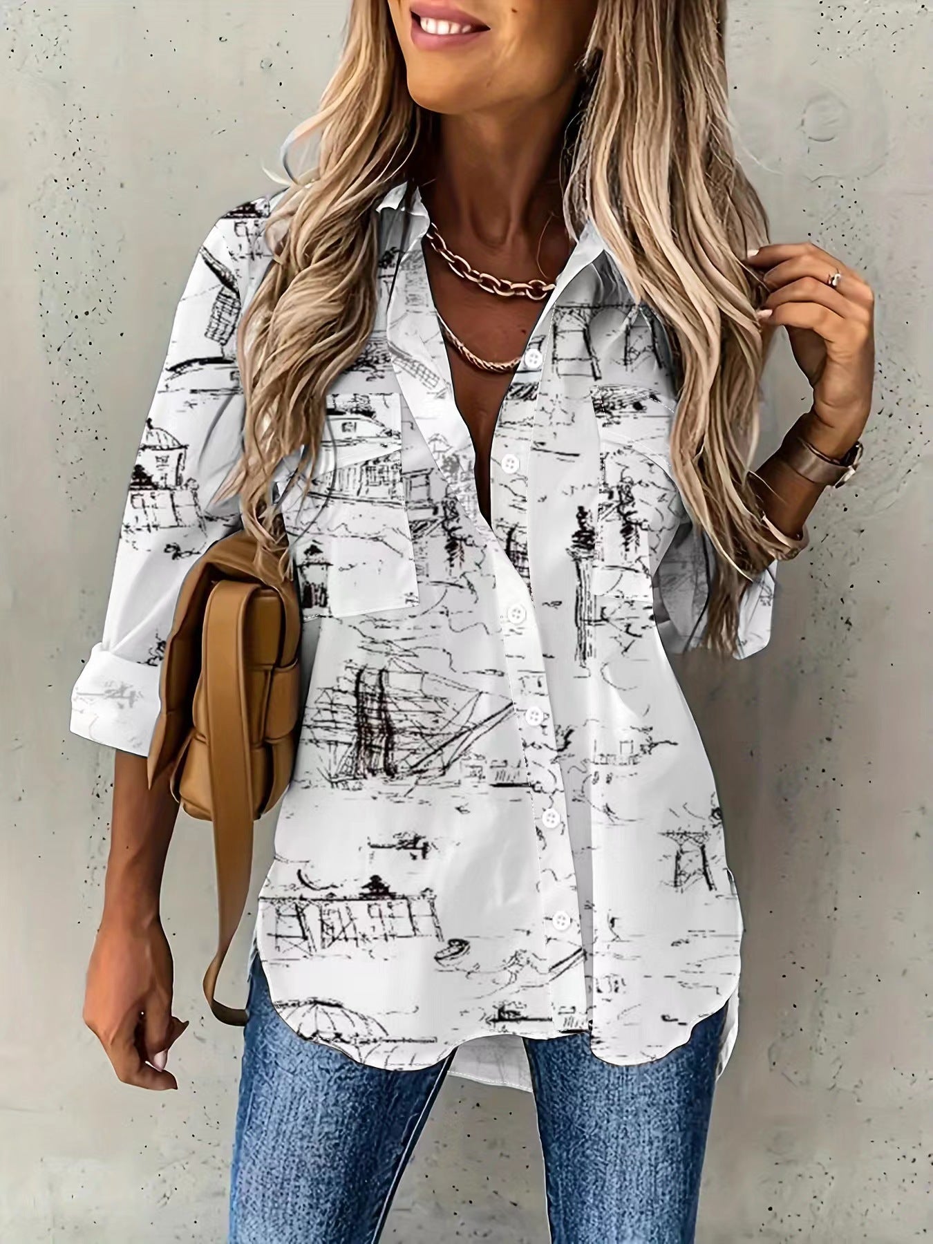 Large Size Two-piece Set Women's Long Sleeve Casual Shirt Diversi Fashion™