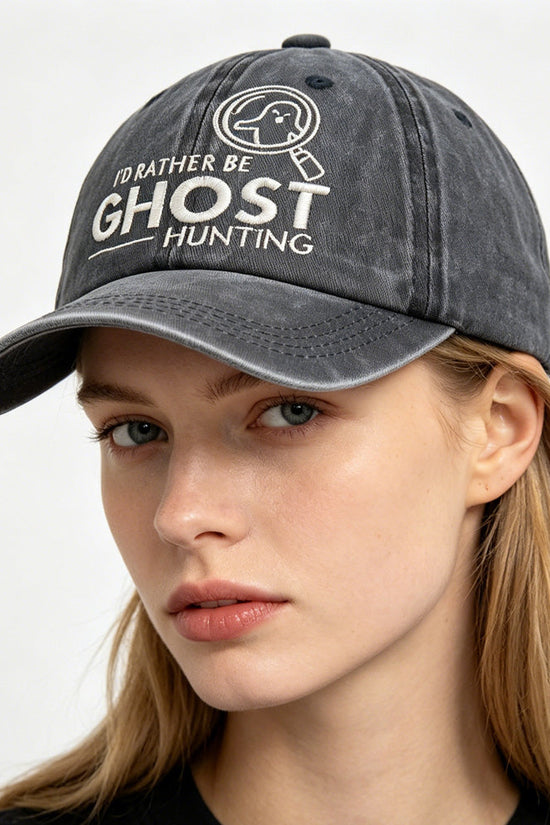 2pcs Ghost Hunting Baseball Cap, Embroidered Washed Cotton Hat, Retro Unisex Cap For Paranormal Fans 