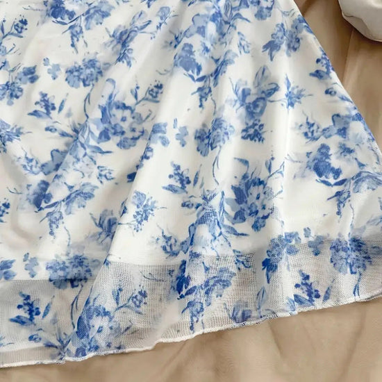 Boho Floral Spaghetti Strap Mini Dress – Ruched Ruffle Hem Vacation Sundress CJ