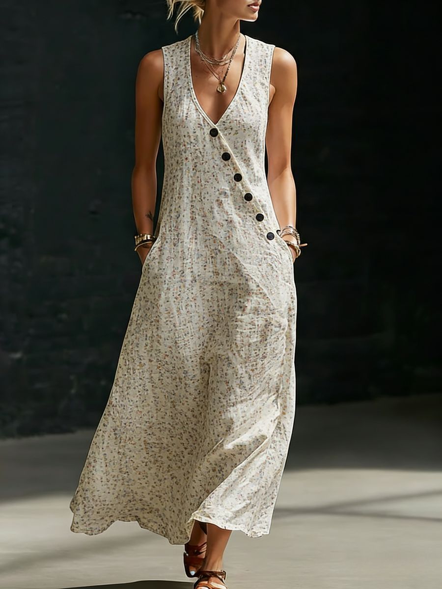 Loose-fitting V-neck Cross-over Shirt And Wide-leg Pants 