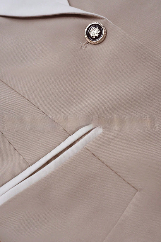 Professional Contrasting-Color Button Elegant Formal Blazer 