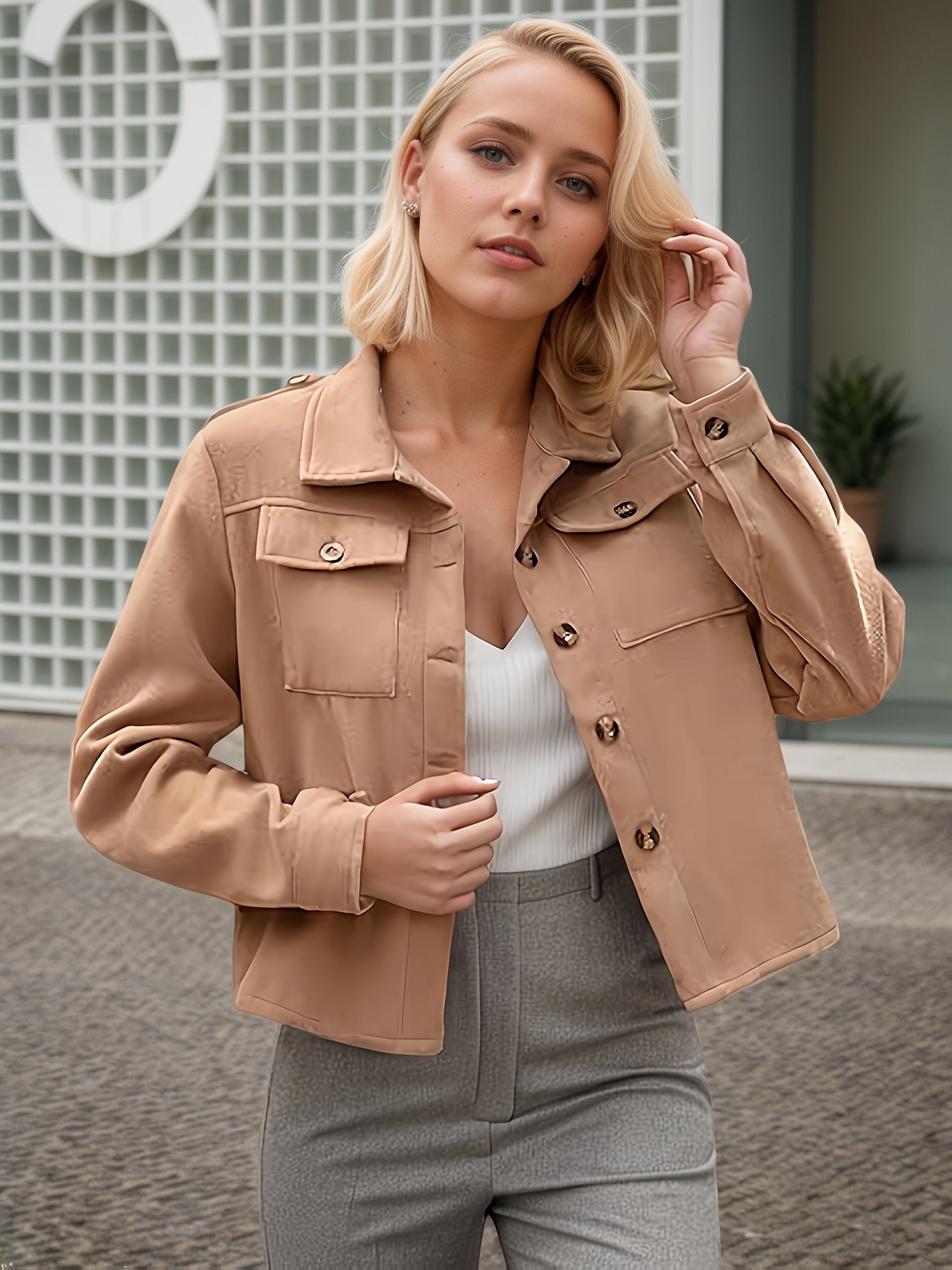 Women's Plus Size New Fashionable Flannel Short Jacket Fashion 2025 Autumn Top CJ US