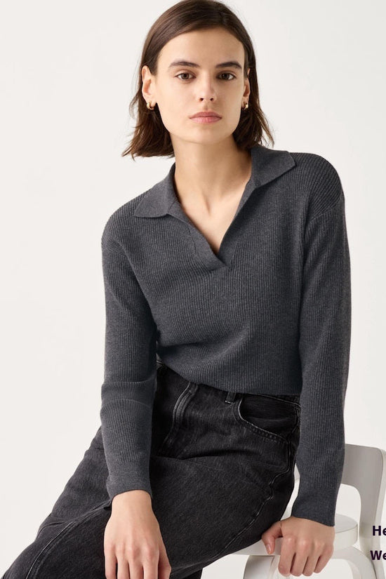 Women’s Ribbed Half-Open Collar Sweater CJ
