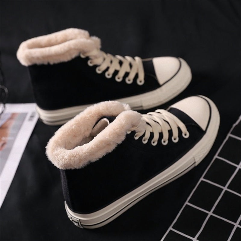 Canvas Shoes Women's Plush Cotton-padded Warm-keeping Cotton Shoes CJ