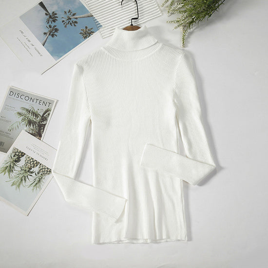 Solid Color Pit Strip Knit Pullover Turtleneck Sweater - Diversi™ Fashion