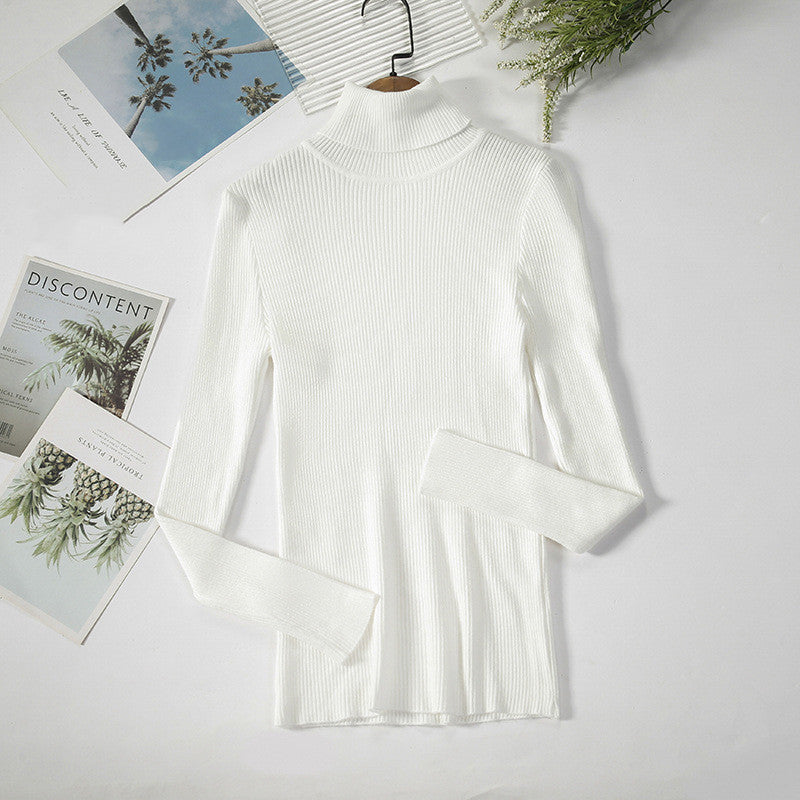 Solid Color Pit Strip Knit Pullover Turtleneck Sweater - Diversi™ Fashion