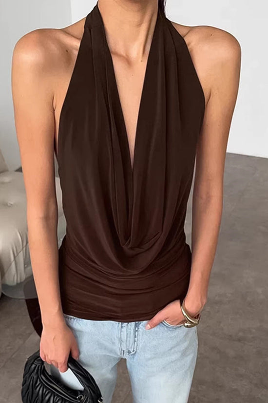 Spring Summer Designer Knitted Backless Boat-Neck Top Womens Clothing 