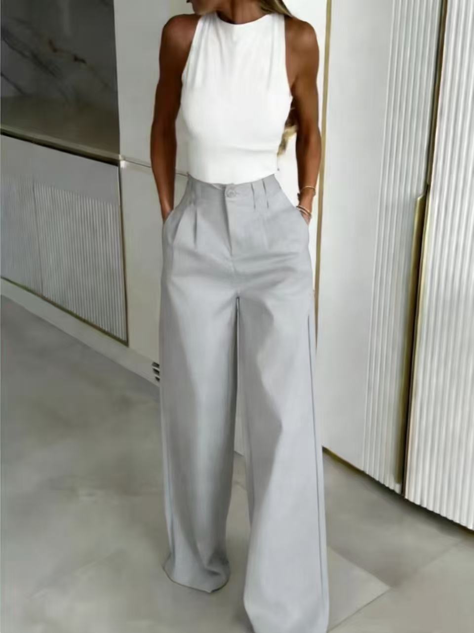 Loose Flowing Figure-flattering Casual Floor-length Pants 