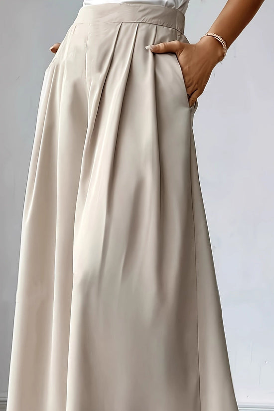 Semi-elastic High-waisted Versatile Pleated Design Relaxed Bohemian Wide-leg Pants 